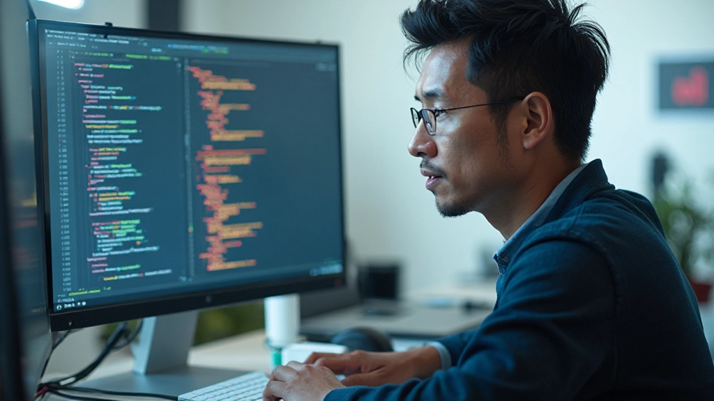 Code editor showing CSS media query syntax with min-width breakpoint highlighted and corresponding layout changes illustrated