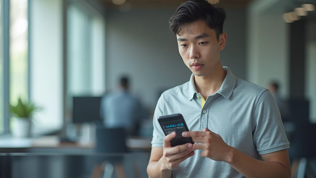 Mobile phone screen showing website performance metrics and loading indicators