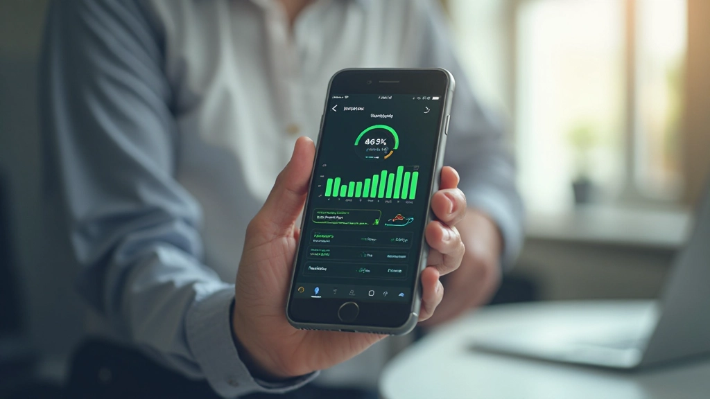 Mobile phone showing fast loading performance with green speed indicators and optimization metrics